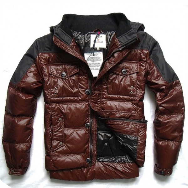 Moncler Claret Mock Collar Zipper E Slash Uomo Giacche uscita